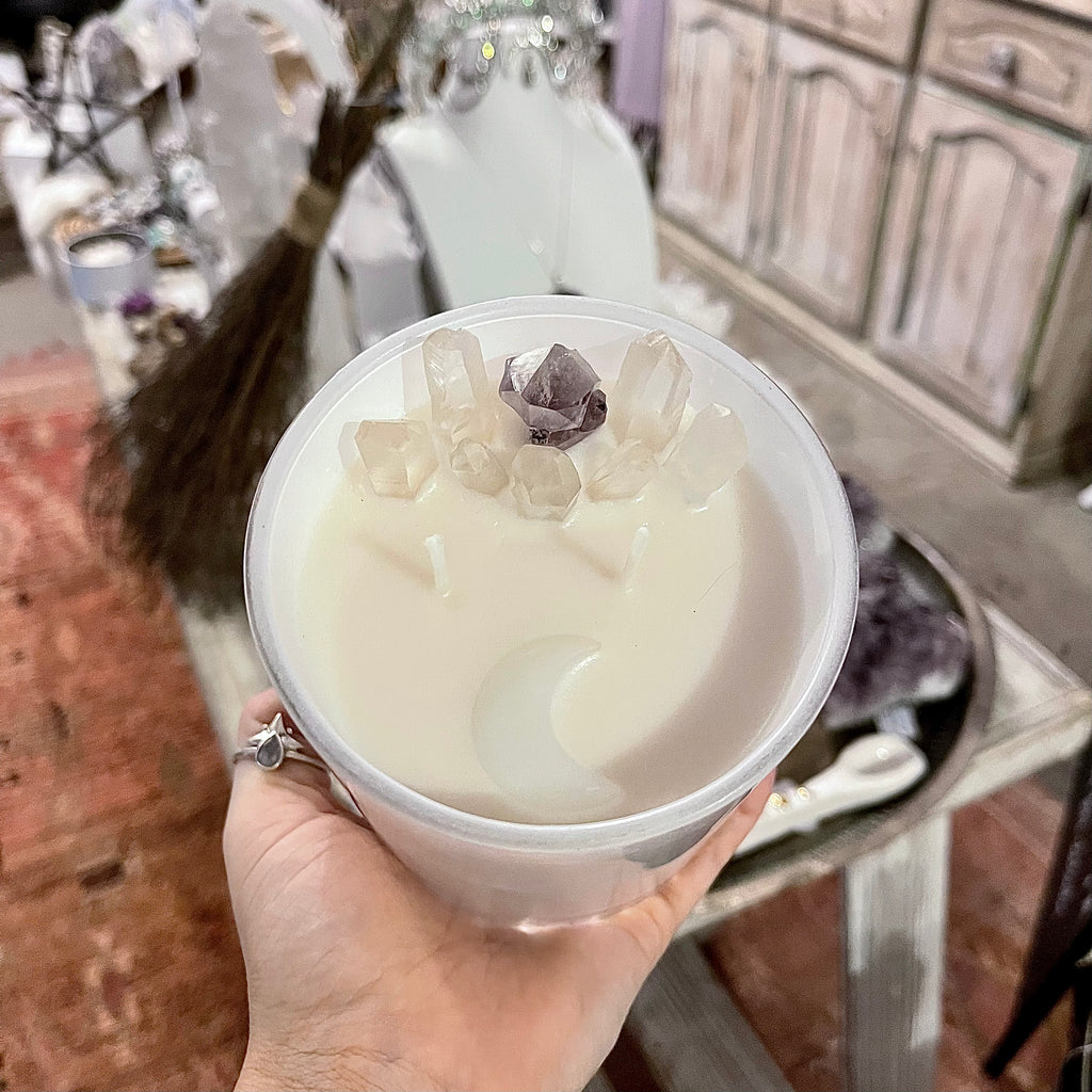 Full Moon Ritual Crystal Candle